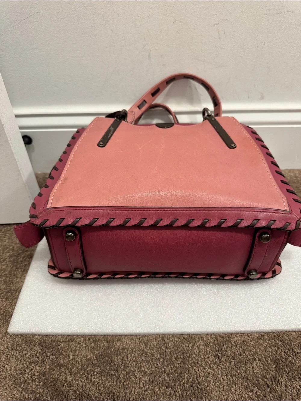 Coach dreamer in colorblock with whipstitch & c charm shoulder bag purse
